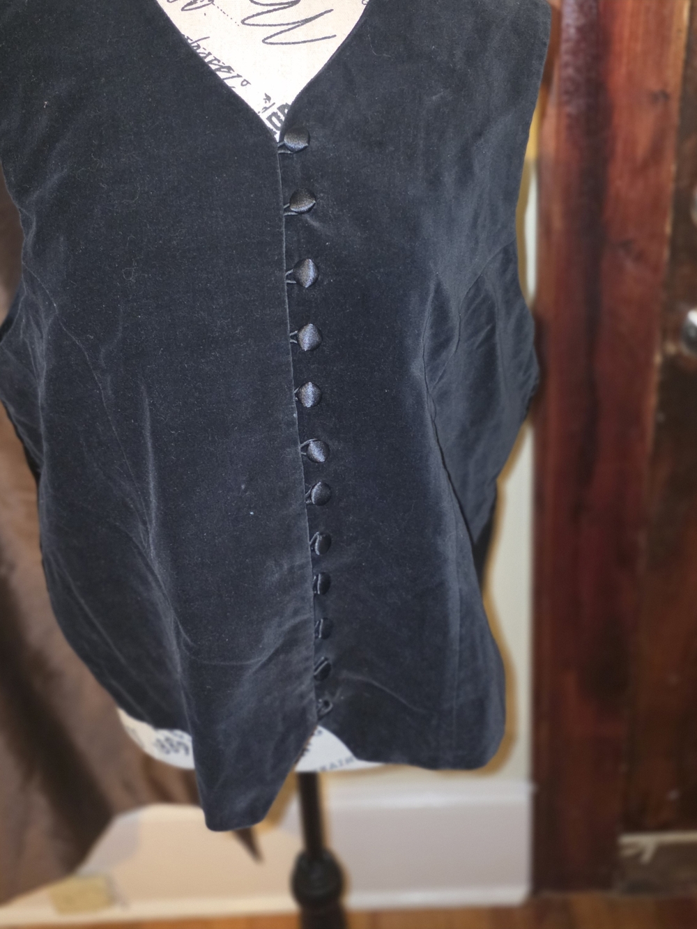 Women's Black Button-Front Vest Large By Stephanie Andrews